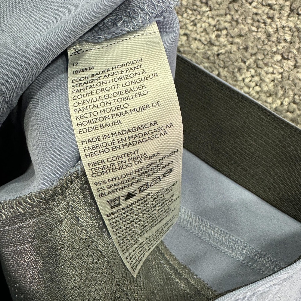 Eddie Bauer Pants Womens 12 Blue Horizon Ankle Nylon Stretch Travel Outdoor - Picture 8 of 9